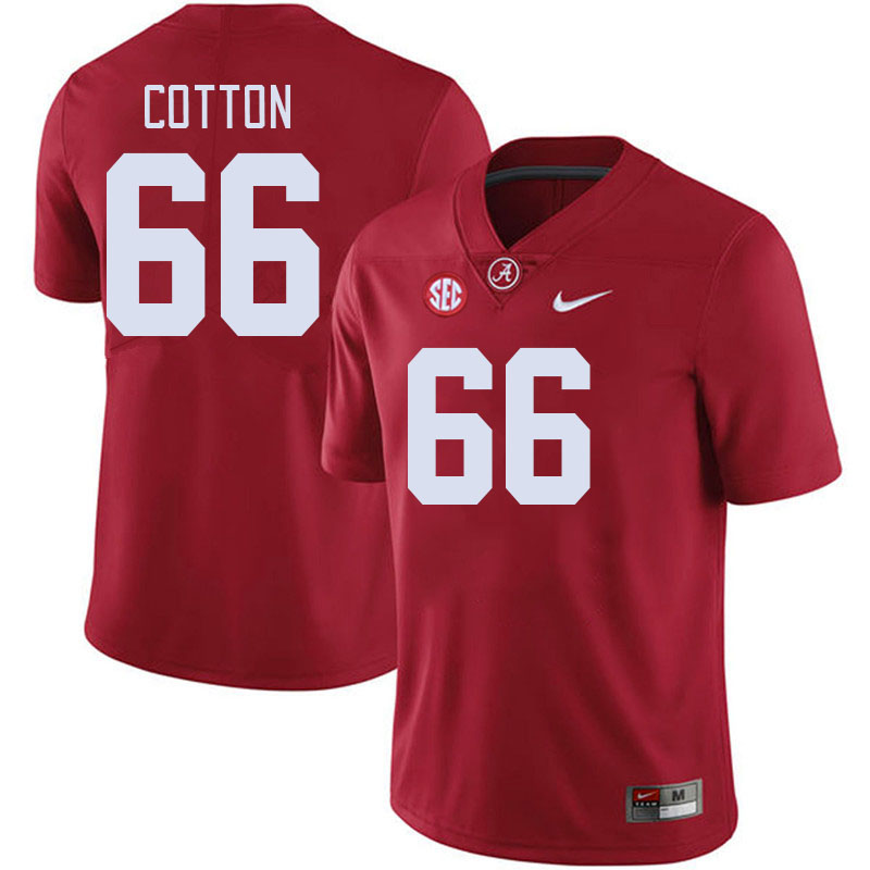 #66 Lester Cotton Alabama Crimson Tide Jerseys Football Stitched-Crimson